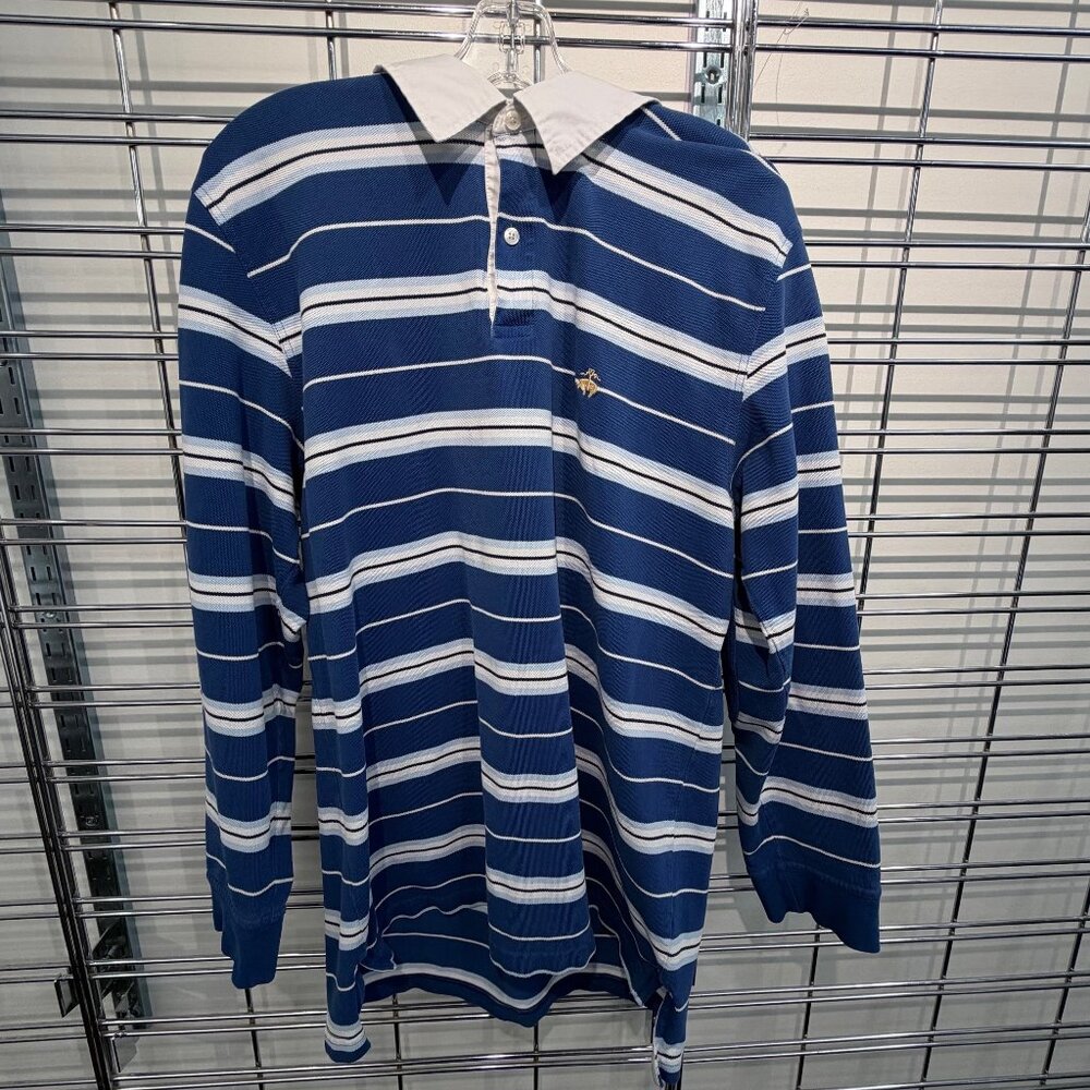 Brooks Brothers XL Blue/White Striped Cotton Knit Rugby Shirt